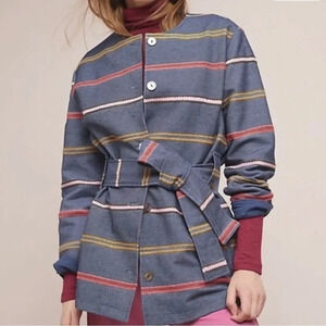 Anthropologie Dolan Left Coast Blue  Striped Coat Jacket Size Small